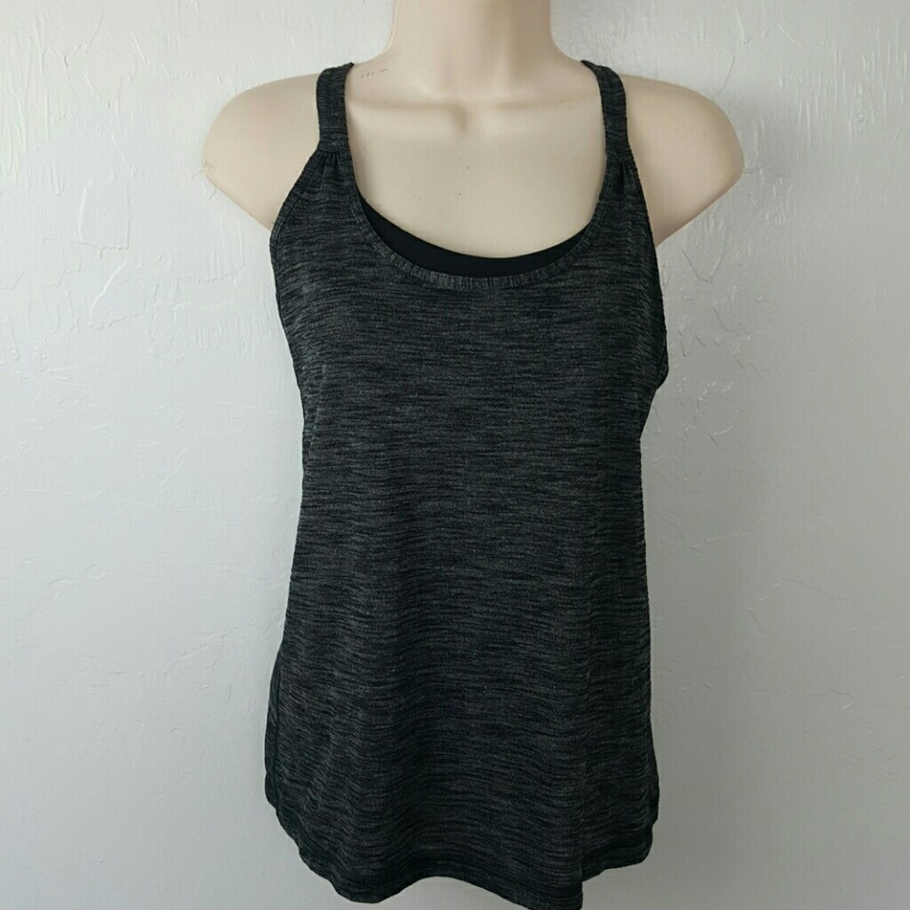 Lululemon cross back strap tank top gray black women size 4